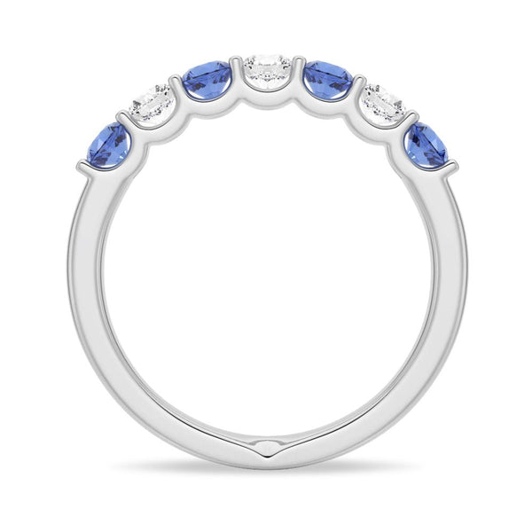 Blue Sapphire and Moissanite Anniversary Band
