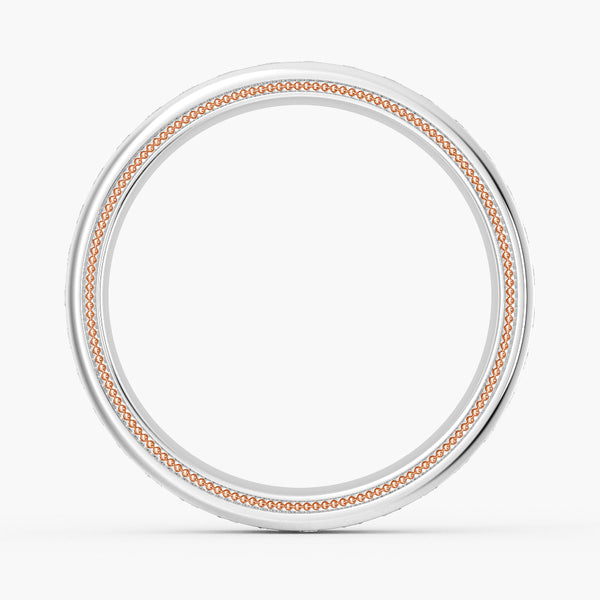 5.6mm Two Tone Round Moissanite Men's Eternity Wedding Band