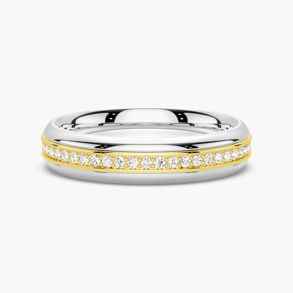 5.1mm Rotatable Two Tone Round Moissanite Men's Eternity Wedding Band