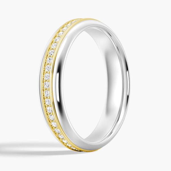5.1mm Rotatable Two Tone Round Moissanite Men's Eternity Wedding Band