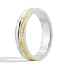 4.2mm Polished Finish Two Tone Wedding Band With Pave Edge