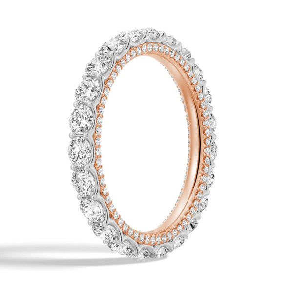 Two Tone Moissanite Wedding Band With Hidden Pave