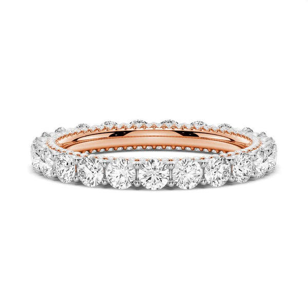 Two Tone Moissanite Wedding Band With Hidden Pave