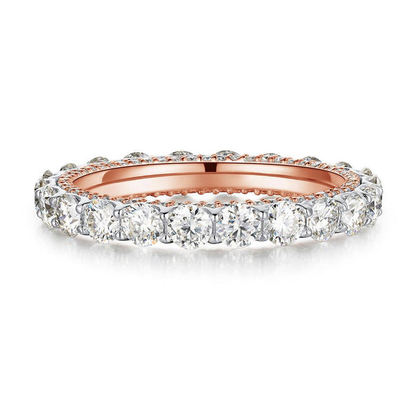 Two Tone Round Moissanite Eternity Couple's Ring Set