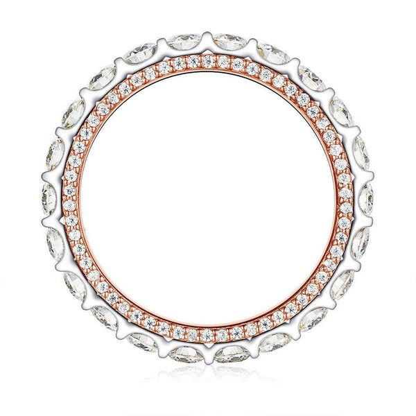 Two Tone Round Moissanite Eternity Couple's Ring Set