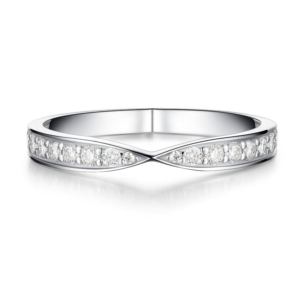 Petite Infinity Pave and High Polished Finish Couple's Ring Set