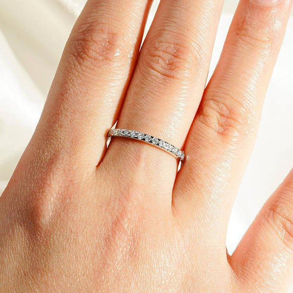 Classic French Pave Moissanite Anniversary Band