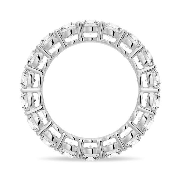 French Pave Round Cut Moissanite Eternity Bands with Simple Beaded Band Stacking Rings