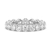 French Pave Round Cut Moissanite Eternity Bands with Simple Beaded Band Stacking Rings
