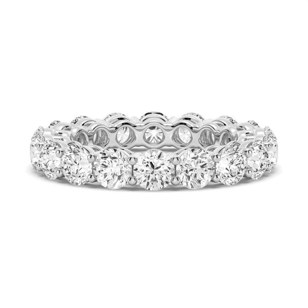 Round and Baguette Cut Moissanite Bands with French Pave Band Stacking Rings