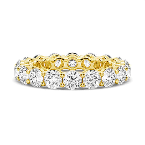 French Pave Round Cut Moissanite Eternity Bands with Simple Beaded Band Stacking Rings