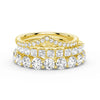 Round And Princess Moissanite Eternity Bands with Curved V Wedding Stacking Rings