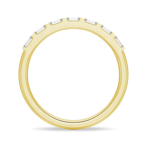 Baguette and Round Cut Moissanite Wedding Bands with French Pave Band Stacking Rings