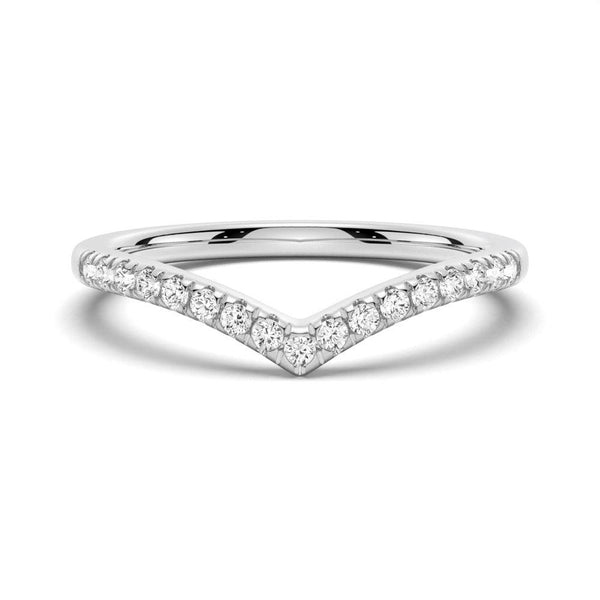 Round And Princess Moissanite Eternity Bands with Curved V Wedding Stacking Rings