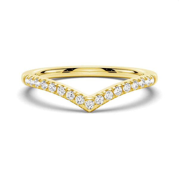 Curved V Moissanite Pave Wedding Band