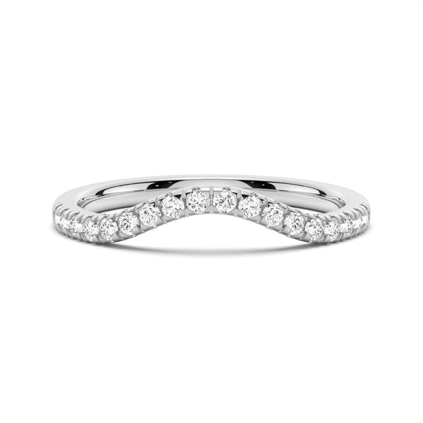 Baguette and Round Cut Moissanite Wedding Bands with French Pave Band Stacking Rings