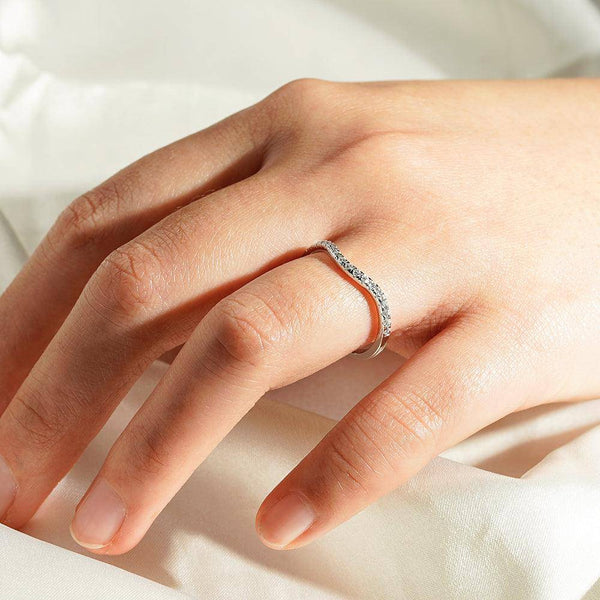 French Pave Petite Moissanite Wedding Band