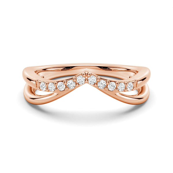 Double Row Curved Crossover Contour Wedding Band
