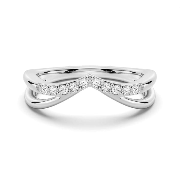 Double Row Curved Crossover Contour Wedding Band