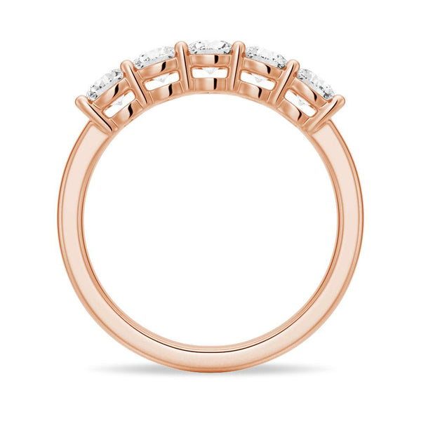 3.75mm 5 Stone Shared Prong Moissanite Anniversary Band