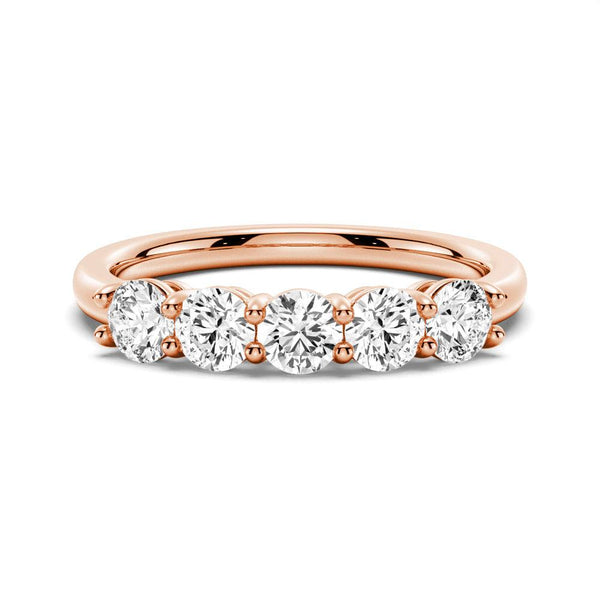 3.75mm 5 Stone Shared Prong Moissanite Anniversary Band