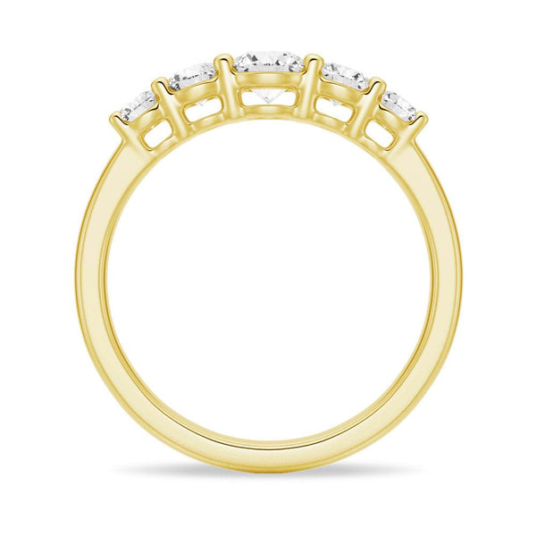 5 Stone Shared Prong Moissanite Anniversary Band