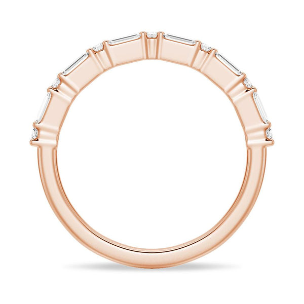 Baguette And Round Prong Moissanite Anniversary Band