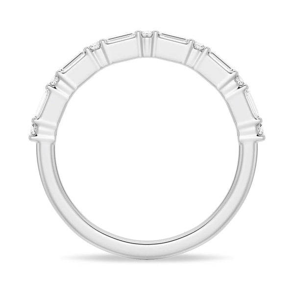 Baguette And Round Prong Moissanite Anniversary Band