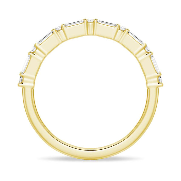 Baguette And Round Prong Moissanite Anniversary Band