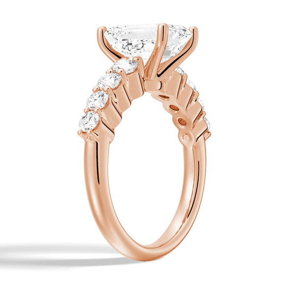 Classic Shared Prong Emerald Cut Moissanite Engagement Ring