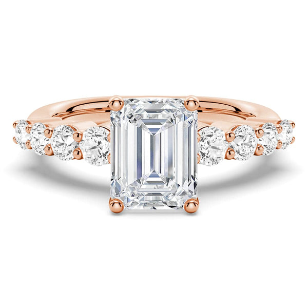 Classic Shared Prong Emerald Cut Moissanite Engagement Ring