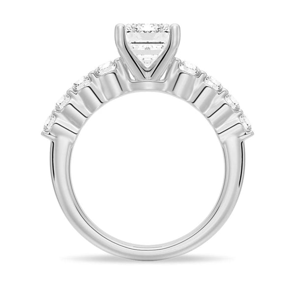 Classic Shared Prong Emerald Cut Moissanite Engagement Ring