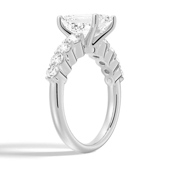 Classic Shared Prong Emerald Cut Moissanite Engagement Ring