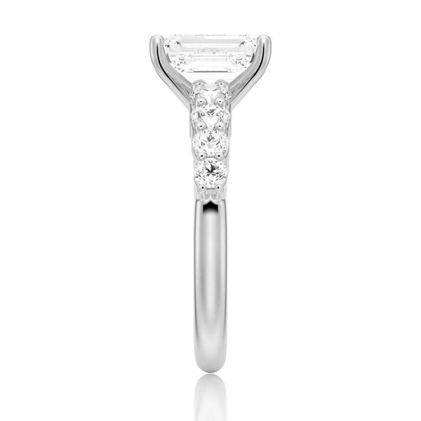 Classic Shared Prong Emerald Cut Moissanite Engagement Ring