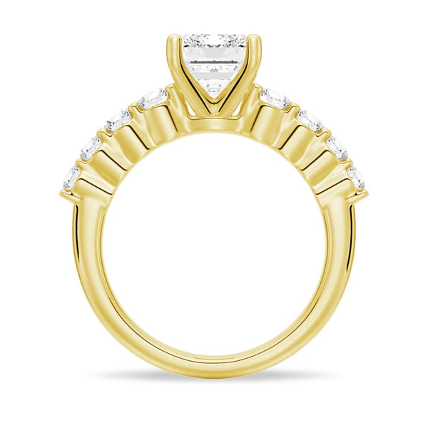 Classic Shared Prong Emerald Cut Moissanite Engagement Ring