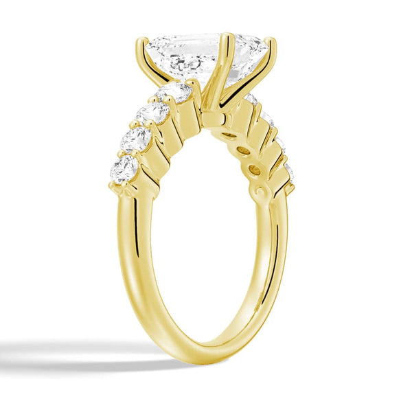 Classic Shared Prong Emerald Cut Moissanite Engagement Ring