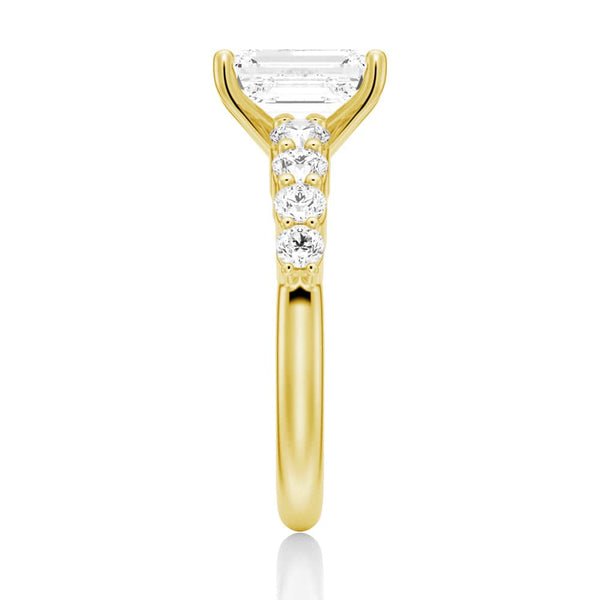 Classic Shared Prong Emerald Cut Moissanite Engagement Ring