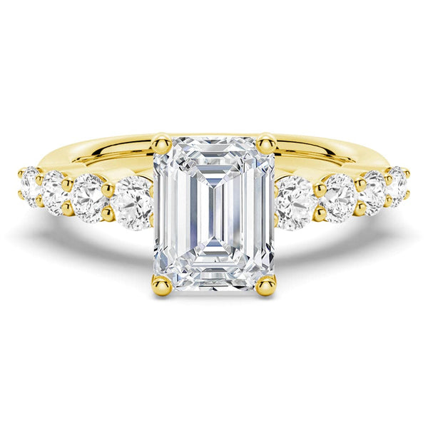 Classic Shared Prong Emerald Cut Moissanite Engagement Ring