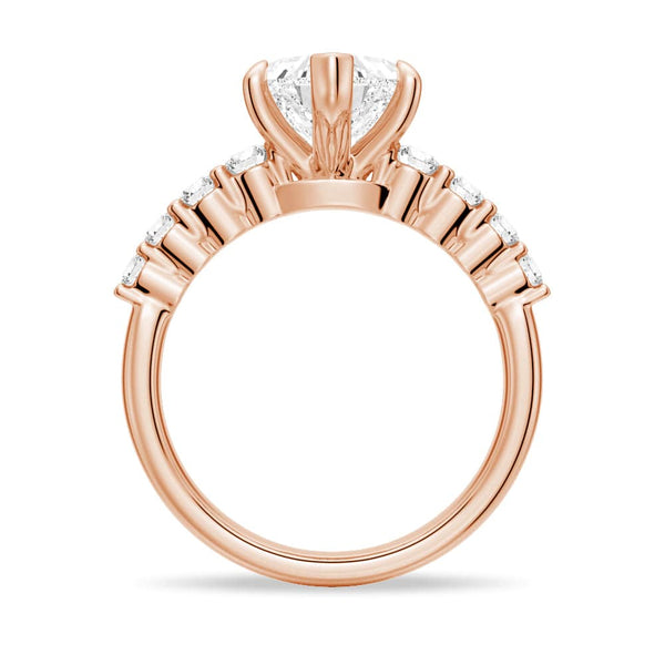 Classic Shared Prong Heart Shaped Moissanite Engagement Ring