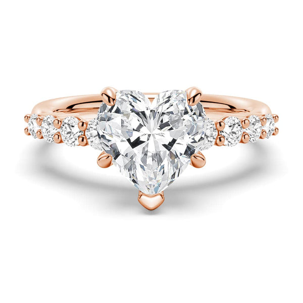 Classic Shared Prong Heart Shaped Moissanite Engagement Ring