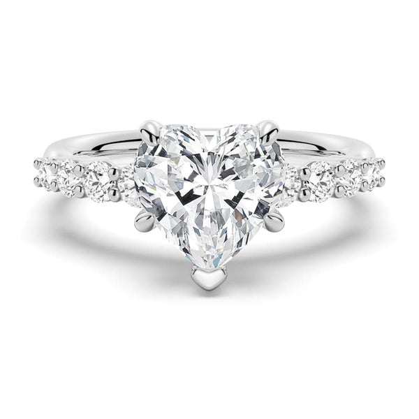 Classic Shared Prong Heart Shaped Moissanite Engagement Ring