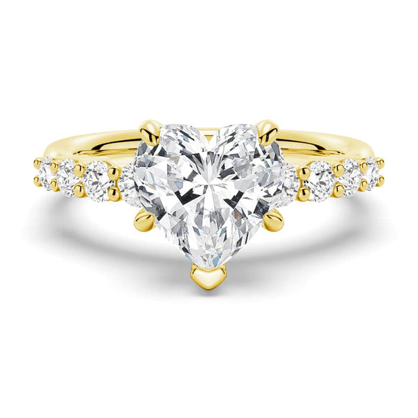 Classic Shared Prong Heart Shaped Moissanite Engagement Ring