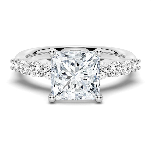 Classic Shared Prong Princess Cut Moissanite Engagement Ring