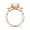 Double Row Pave Three Stone Cushion Cut Moissanite Engagement Ring