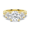 Double Row Pave Three Stone Round Cut Moissanite Engagement Ring