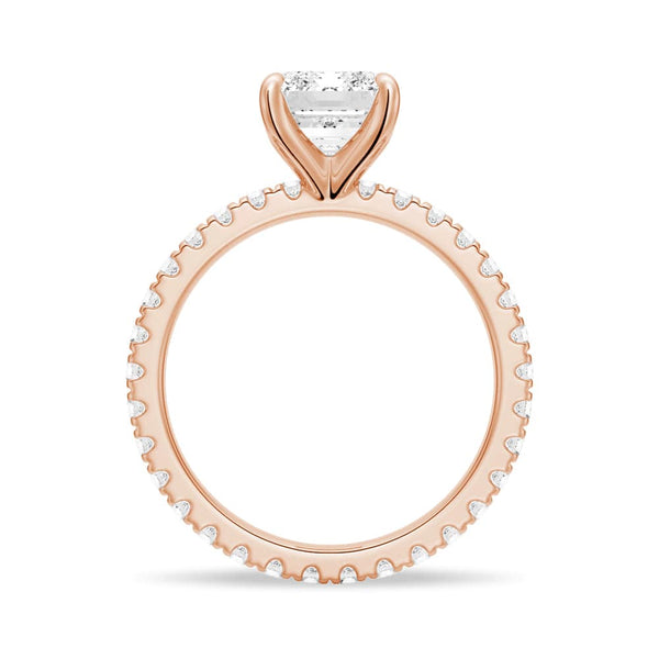 Emerald Cut Moissanite Engagement Ring With Eternity Pave Band