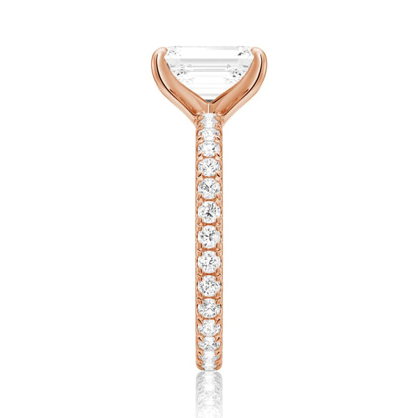 Emerald Cut Moissanite Engagement Ring With Eternity Pave Band