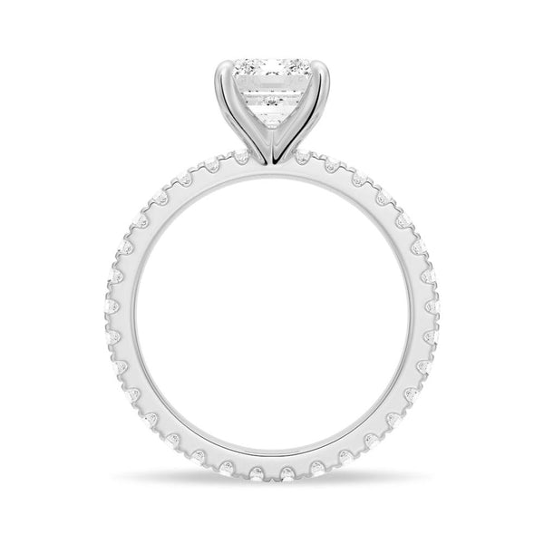 Emerald Cut Moissanite Engagement Ring With Eternity Pave Band