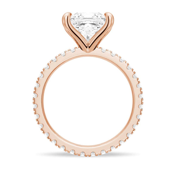 Princess Cut Moissanite Engagement Ring With Eternity Pave Band