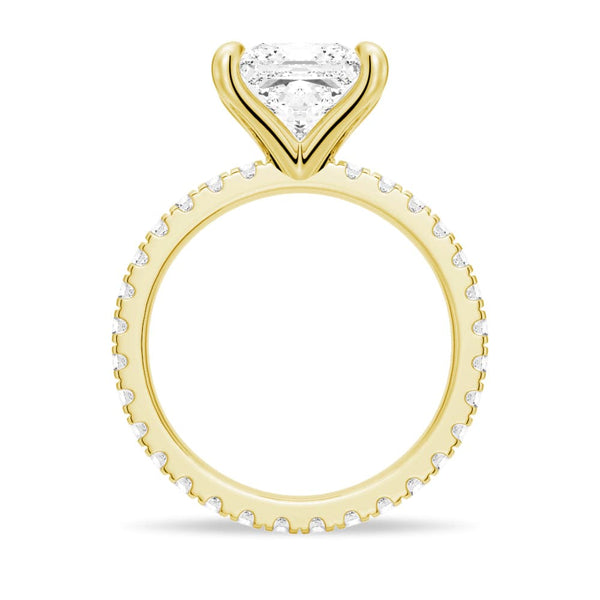 Princess Cut Moissanite Engagement Ring With Eternity Pave Band